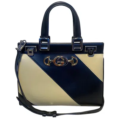 Pre-owned Gucci Zumi Shibuya Black And Tan Medium Top Handle Bag