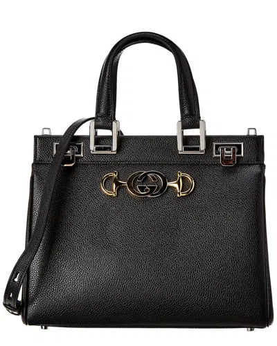 Gucci Zumi Small Leather Top Handle Shoulder Bag In Black