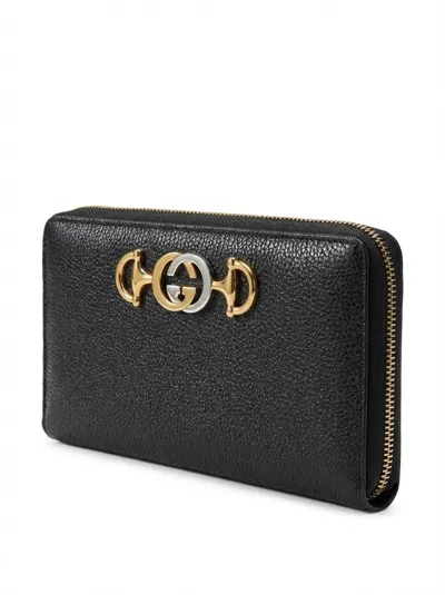 Gucci Zumi Textured Long Wallet In Black