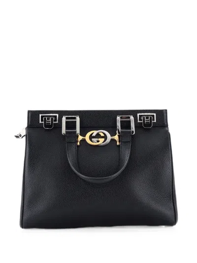 Pre-owned Gucci Zumi Top Handle Bag Leather Small Satchel In Black
