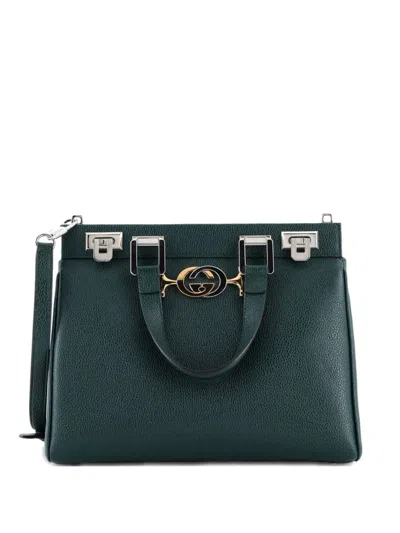 Pre-owned Gucci Zumi Top Handle Bag Leather Small Satchel In Green