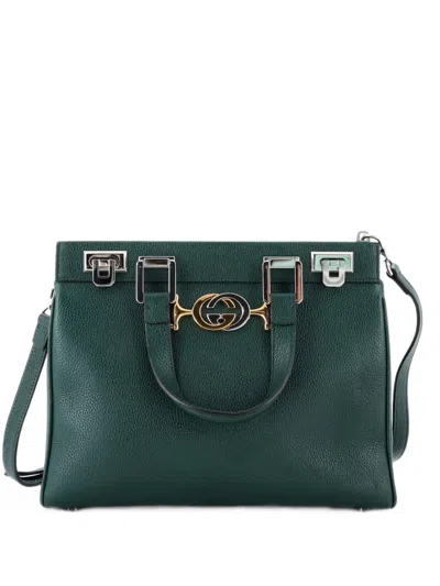 Pre-owned Gucci Zumi Top Handle Bag Leather Small Satchel In Green