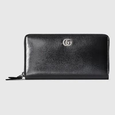 Gucci Bi-color Gg Marmont Zip Around Wallet In Gray