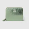 Gucci Bi-color Gg Marmont Mini Zip Wallet In Green