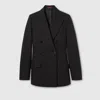 Gucci Double-breasted Light Wool Jacket In Black