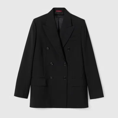 Gucci Zweireihiger Blazer Aus Wolle In Black
