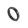 Gucci 18ct Yellow Gold Icon Black Corundum 4mm Ring Size 7 1/4 In Black