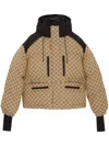 Gucci Gg Canvas Bomber Jacket In Camel/ebony/mix