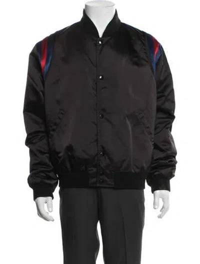 Pre-owned Gucci Band Sylvie Web Accent Bomber Jacket In Black