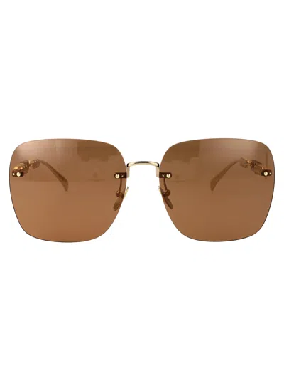 Gucci Sunglasses Woman Brown In Gold