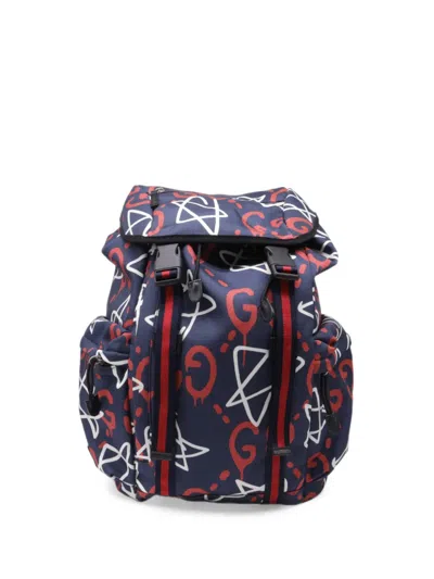 Pre-owned Gucci Ghost Techpack Backpack In Blue