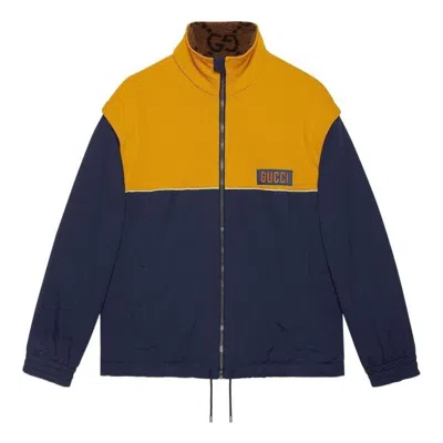 Gucci I Technical Jersey Jacket With Detachable Sleeves 'navy Yellow' In Blue