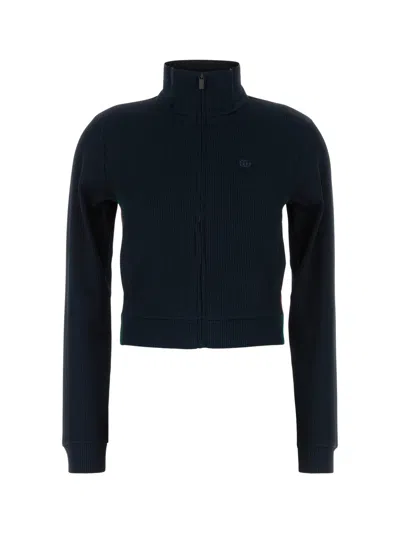Gucci -inspired Double G Zip Sweatshirt With Web Inserts In Navy