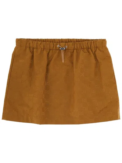 Gucci -inspired Gg Texture Miniskirt In Yellow