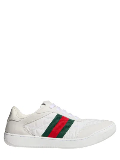 Gucci -inspired Interlocking G Lace-up Sneakers With Web Trim In White