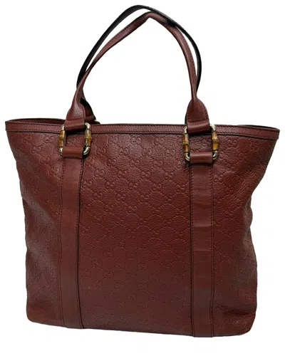 Gucci Ssima Bamboo Bar Tote In Burgundy Leather (authentic Pre-loved) In Brown