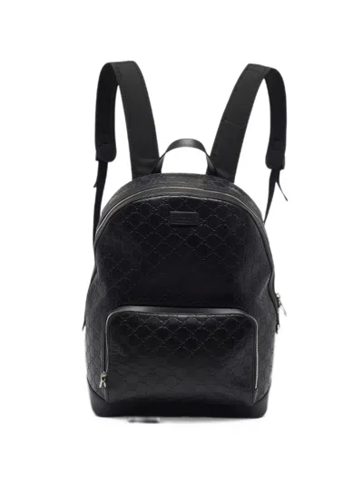 Pre-owned Gucci Ssima Day Backpack In Black