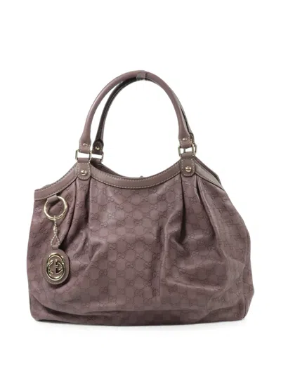 Pre-owned Gucci Ssima Gg Tote Bag In Purple