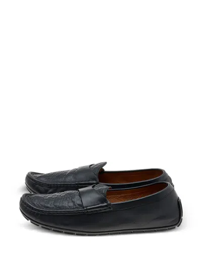 Pre-owned Gucci Ssima Leather Penny Loafers In Black