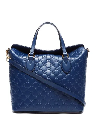Pre-owned Gucci Ssima Linea Two-way Handbag In Black