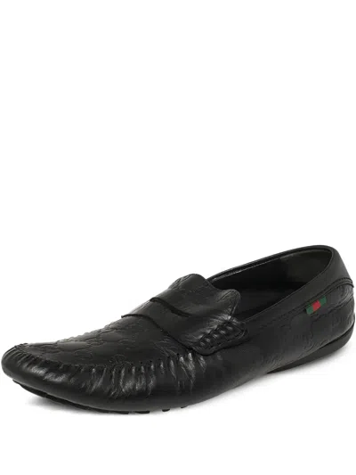 Pre-owned Gucci Ssima Penny-slot Loafers In Black