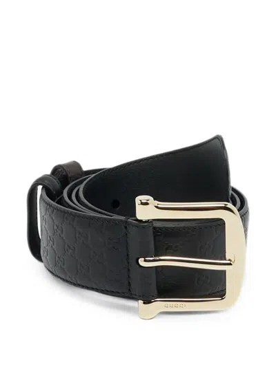 Pre-owned Gucci Ssima Pin-buckle Belt In Black