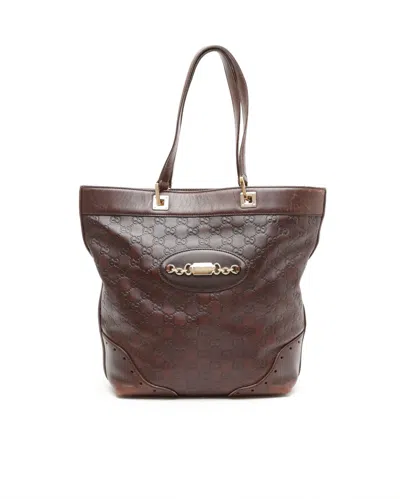 Gucci Ssima Punch Tote Bag In Brown