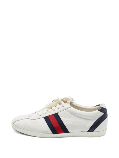 Pre-owned Gucci Ssima Web Sneakers In White