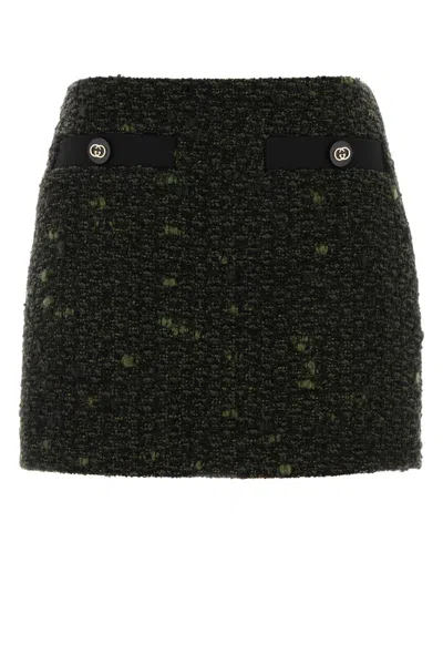 Gucci -style Boucle Knit Mini Skirt In Multicoloured