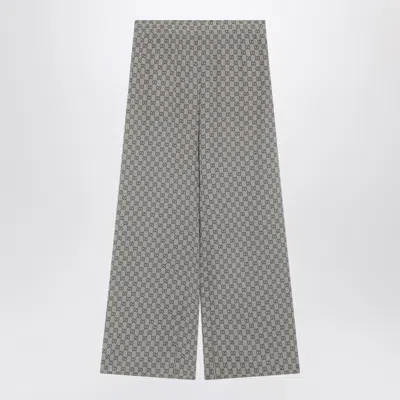 Gucci -style Gg Silk Leisure Trousers In Gray