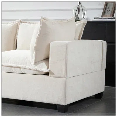 Gucheng 118modular Sectional Sofa With Movable Storage Ottoman, Seat U Shaped Couch, Wide Seat And Free Comb In Beige