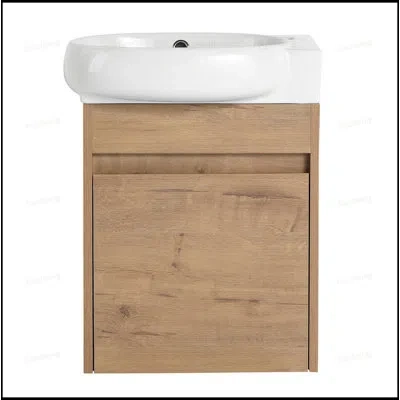 Gucheng 16"wall-mounting Soft Close Doors Bathroom Vanity With Ceramic Sink In Natural