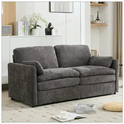 Gucheng 68.1inch Cozy Upholstered Loveseat Sofa With Oversized Comfy Cloud Cushions, Perfect For Relaxation  In Dark Gray
