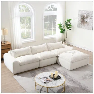Gucheng Boneless Fully Compressed Sofa With High Density Foam, No Assembly Required, Legless Design, Integra In White