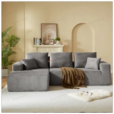 Gucheng Boneless Modular Sectional Sofa With Chaise, Modern L Shaped Cloud Couch With Deep Seat For Living R In Gray