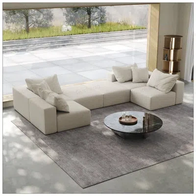 Gucheng Boneless Oversized Sponge Cloud Sofa, Modern Upholstered Sectional Couch Set, Modular 162 Inch L-sha In White