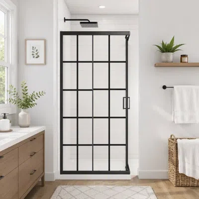 Gucheng Corner Shower Door 36 In.d X 36 In. W X 72 In. H, Shower Enclosure With 1/5 In. Clear Tempered Glass In Matte Black