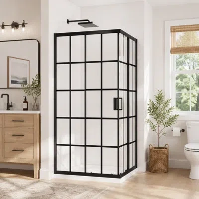 Gucheng Corner Shower Enclosure 36 In.d X 36 In. W X 72 In. H, Double Sliding Shower Door With White Shower 