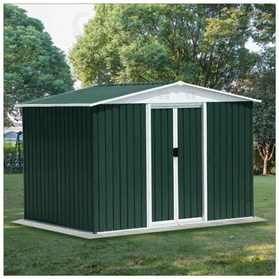Gucheng Durable Outdoor Storage Garden Shed With Apex Roof And Sliding Door, Weatherproof And Spacious For A In Dark Grey