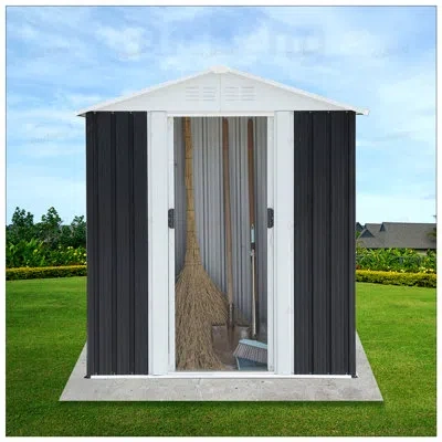Gucheng Durable Sliding Door Garden Shed With Apex Roof For Outdoor Storage And Weather Resistance In Grey