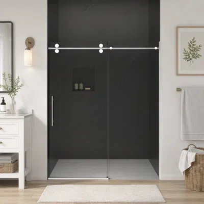 Gucheng Frameless Shower Door, Sliding Shower Door, With Premium 3/8"(10mm) Thick Tempered Glass Shower Encl In Chrome