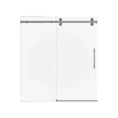 Gucheng Frameless Sliding Tub Shower Door Enclosure, 5/16 Inches (8mm) Thick Sgcc Tempered Glass In Brushed Nickel