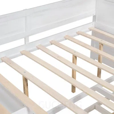 Gucheng Full Daybed With Drawers And Shelves, Space-saving Design For Modern Homes, Combining Storage And Co In White
