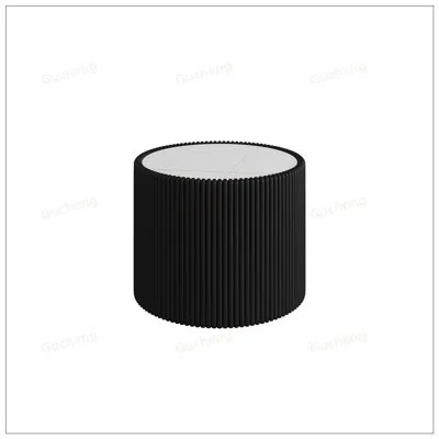 Gucheng Light Marble Top Cylinder Shape End Table For Modern Living Room Furniture, Durable And Stylish In Black