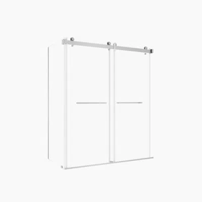 Gucheng L‑shaped Double Sliding Door, 8mm Tempered Glass, Stainless Steel Handles, Square Guide Rails In Matte Black
