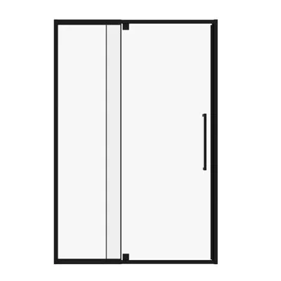 Gucheng Semi-frameless Pivot Hinged Glass Shower Door,1/4" (6mm) Tempered Glass, Reversible Glass Shower Doo In Matte Black