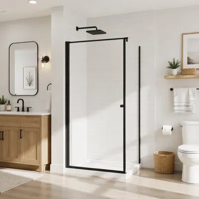 Gucheng Shower Enclosure Frameless 36 In.d X 36 In. W X 72 In. H, Corner Shower Door With 1/4 In. Clear Temp In Matte Black