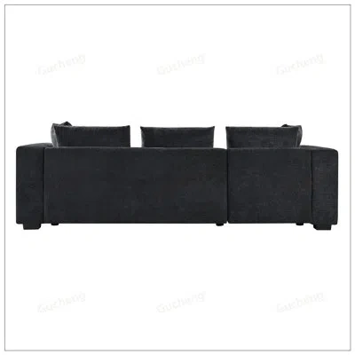 Gucheng Spacious 93.7inch L-shaped Sectional Sofa With Wooden Storage, Perfect For Modern Living And Enhance In Black