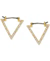 Guess 14k Gold Ion-plated Pave Triangle Hoop Earrings In Gold