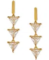 Guess 14k Gold-plated Cubic Zirconia Triangle Linear Charm Hoop Earrings In Gold